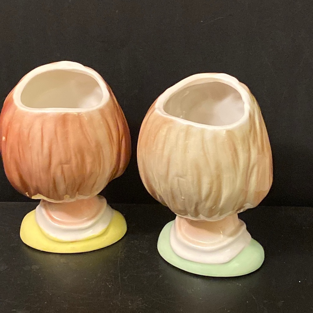 Nancy Pew High-gloss Napco Japan #3397 2 Pcs Porcelain Young Lady Head Vases - Picture 4 of 8